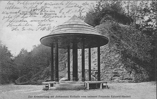 Kollathtempel (tutaj wyjątkowo nazwana Kollath-Denkmal am Menzelweg), widok od północy; stojąca na krańcu Parku Północnego altana została rozebrana na początku lat 50-tych.