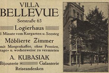 Willa Bellevue na reklamie pensjonatu z 1915 r. źródło: BMS PAH