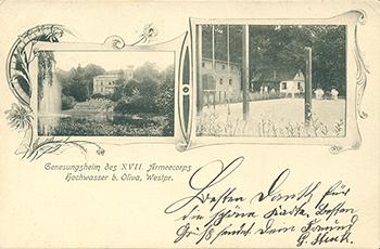 Willa Stawowie na pocztówce z okresu  siedziby XVII pułku Huzarów, zdjęcie z ok. 1906 źródło: KC
